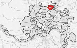 Carthage (red) within Cincinnati, Ohio
