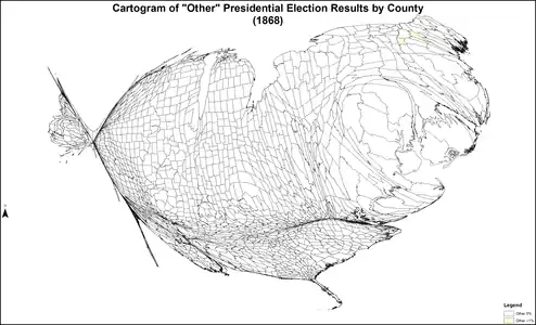 Cartogram of "other" presidential election results by county