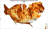 Cartogram of "other" presidential election results by county