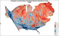 Cartogram of presidential election results by county