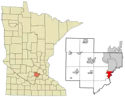 Location of the city of Carverwithin Carver County, Minnesota