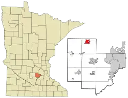 Location of the city of Watertownwithin Carver County, Minnesota