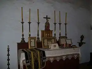 One of the rooms was turned into a temporary chapel for religious services.