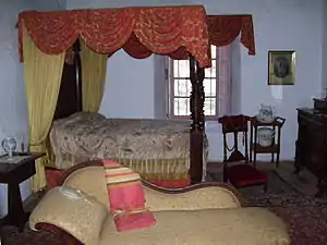 The main bedroom had some of the nicest furnishings. The canopy on the bed helped to retain the heat as well as to keep pests off that may have fallen from above.