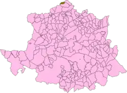 Location of Casares de las Hurdes in Cáceres Province