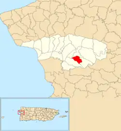 Location of Casey Abajo within the municipality of Añasco shown in red