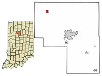 Location of Royal Center in Cass County, Indiana.