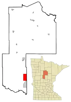 Location of Lake Shorewithin Cass County, Minnesota