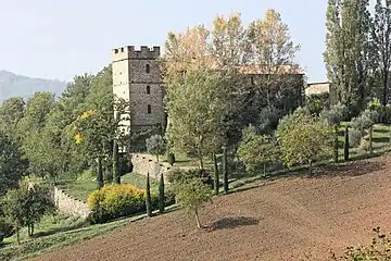 The Montechino castle in Montechino, example of an Italian castle built on a hill
