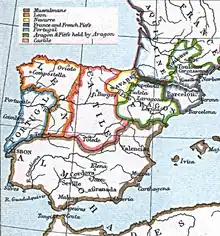 Map of the Iberian peninsula in 1210