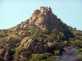 Escorpión Peak (aka: Castle Peak) (1,475 feet/450 m)—east face view from West Hills