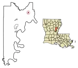 Location of Sicily Island in Catahoula Parish, Louisiana.