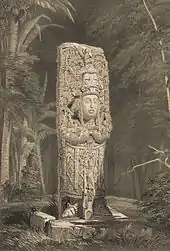 Frederick Catherwood Lithograph of Stela D. Copan (1844), from Views of Ancient Monuments.