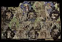 Flat mural of the right half of the ceiling. It is about 4 cm thick, and weight around 400 kg. Dahlem Museum.