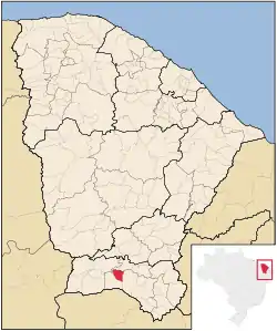 Location of Nova Olinda in the State of Ceará