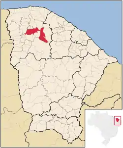 Location in the state of Ceará and Brazil