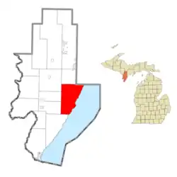 Location within Menominee County and the state of Michigan