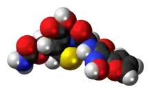 Ball-and-stick model of the cefuroxime molecule