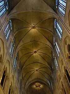 Six-part rib vaults of ceiling of Notre-Dame Cathedral