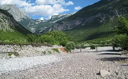 The dried out riverbed of the Cem i Vuklit, Albania