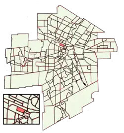 Location of Centennial within Winnipeg