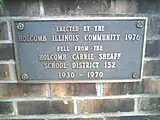 The plaque on the Centennial Bell