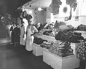 A fruit and vegetable stand in Center Market in 1922