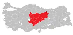 Location of Central Anatolia Region