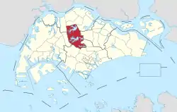 Location of Central Water Catchment in Singapore