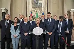 Giorgia Meloni and other prominent members of the centre-right coalition at the Quirinal Palace in 2022