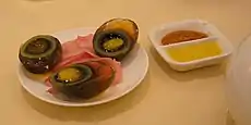 Century eggs are commonly used in Cantonese cuisine.