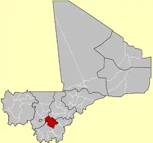 Location of Dioïla Cercle in Mali