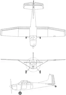 3-view line drawing of the Cessna U-17A