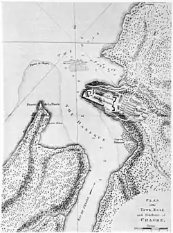 Map of Chagres and Fort San Lorenzo in about 1739