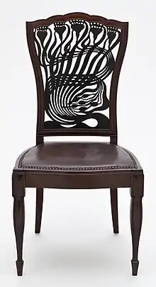 Chair (Art Nouveau); by Arthur Heygate Mackmurdo; c.1883; mahogany; 97.79 x 49.53 x 49.53 cm; Los Angeles County Museum of Art