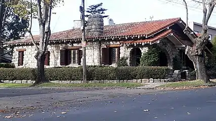 A Mar del Plata style chalet, with its traditional coating of locally extracted orthoquartzite in Mar del Plata, Argentina