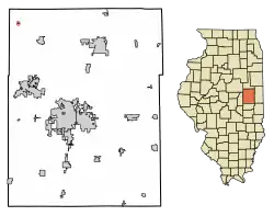 Location of Foosland in Champaign County, Illinois.