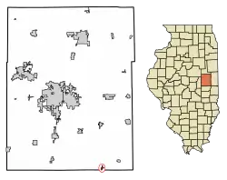 Location of Longview in Champaign County, Illinois.
