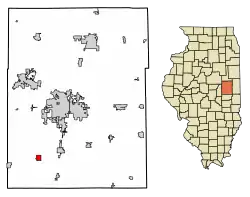 Location of Sadorus in Champaign County, Illinois.