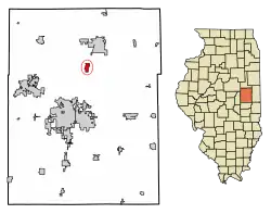 Location of Thomasboro in Champaign County, Illinois.