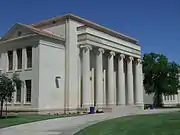 Close-up view of Chandler High School, built in 1900 and at 350 N. Arizona Ave. The building is listed in the National Register of Historic Places (Reference #07000836).