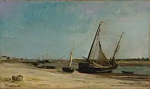 Charles-François Daubigny, Boats on the strand at Étaples, 1871