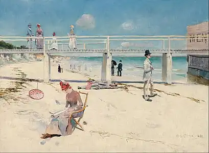 A holiday at Mentone, 1888, oil on canvas by Charles Conder.