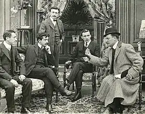 Charles Decroix (right) during a break in filming (1908)
