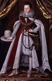 After Prince Henry's death in 1612, Peake moved on to the household of his brother, the future Charles I of England, portrayed here in the robes of the Order of the Garter, c. 1611–12.