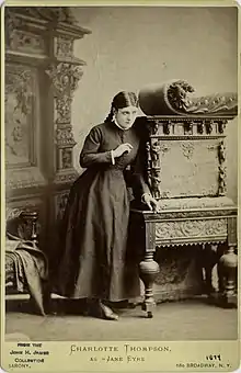 Charlotte Thompson as Jane Eyre in Charlotte Birch-Pfeiffer's stage adaptation (1874).
