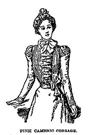 Sketch (1898) of a corsage with matching scarf and waistband