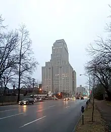 View of the Park Plaza tower wing from north on Kingshighway Boulevard