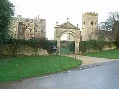 Gateway, attached garden walls and coachhouse to south of main front of Chastleton House