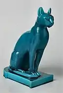 Egyptian-style faïence cat,Musée Théodore Deck, Guebwiller